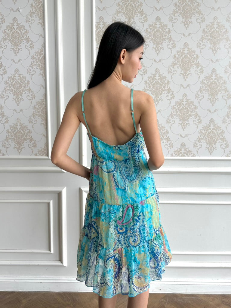 Aqua paisley midi dress