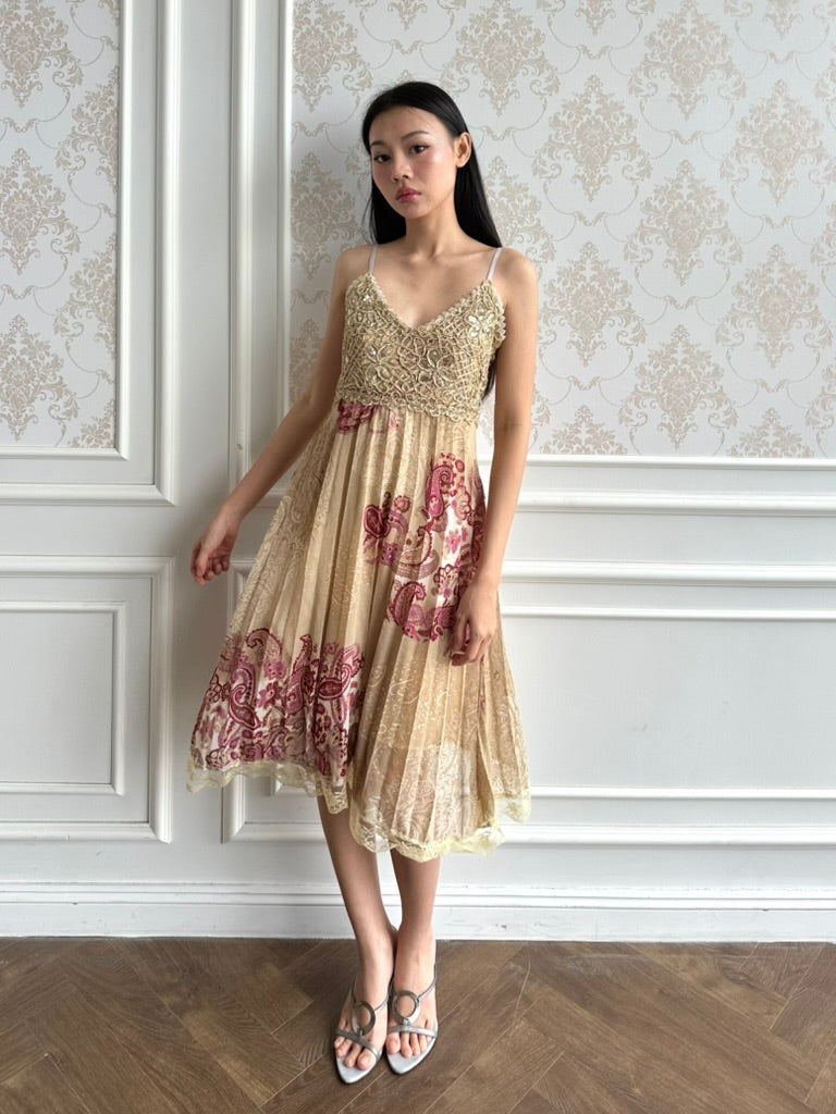 Champagne paisley dress