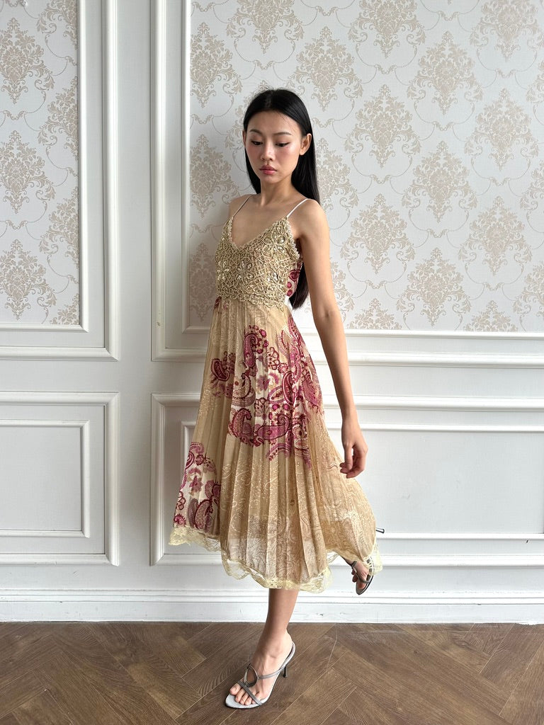 Champagne paisley dress