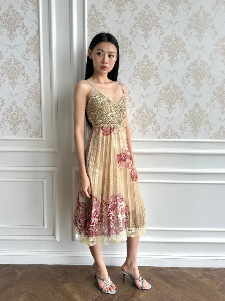 Champagne paisley dress