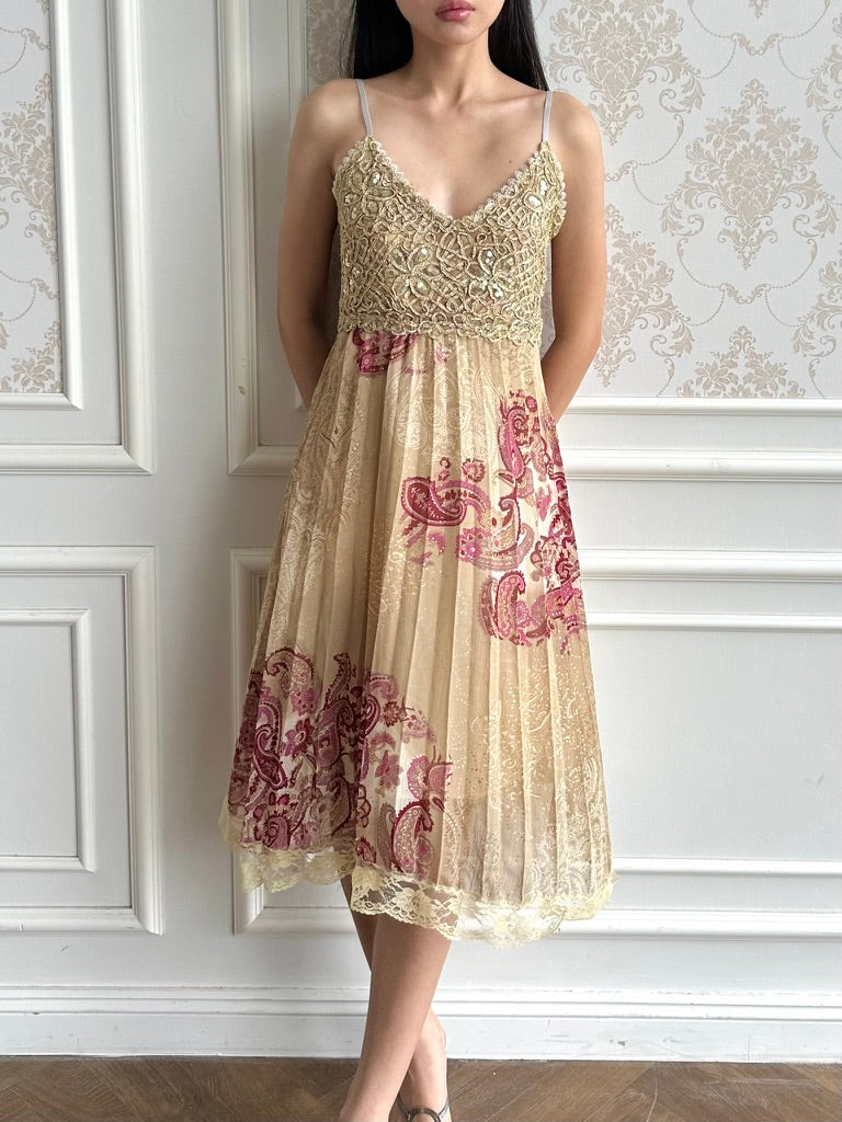 Champagne paisley dress
