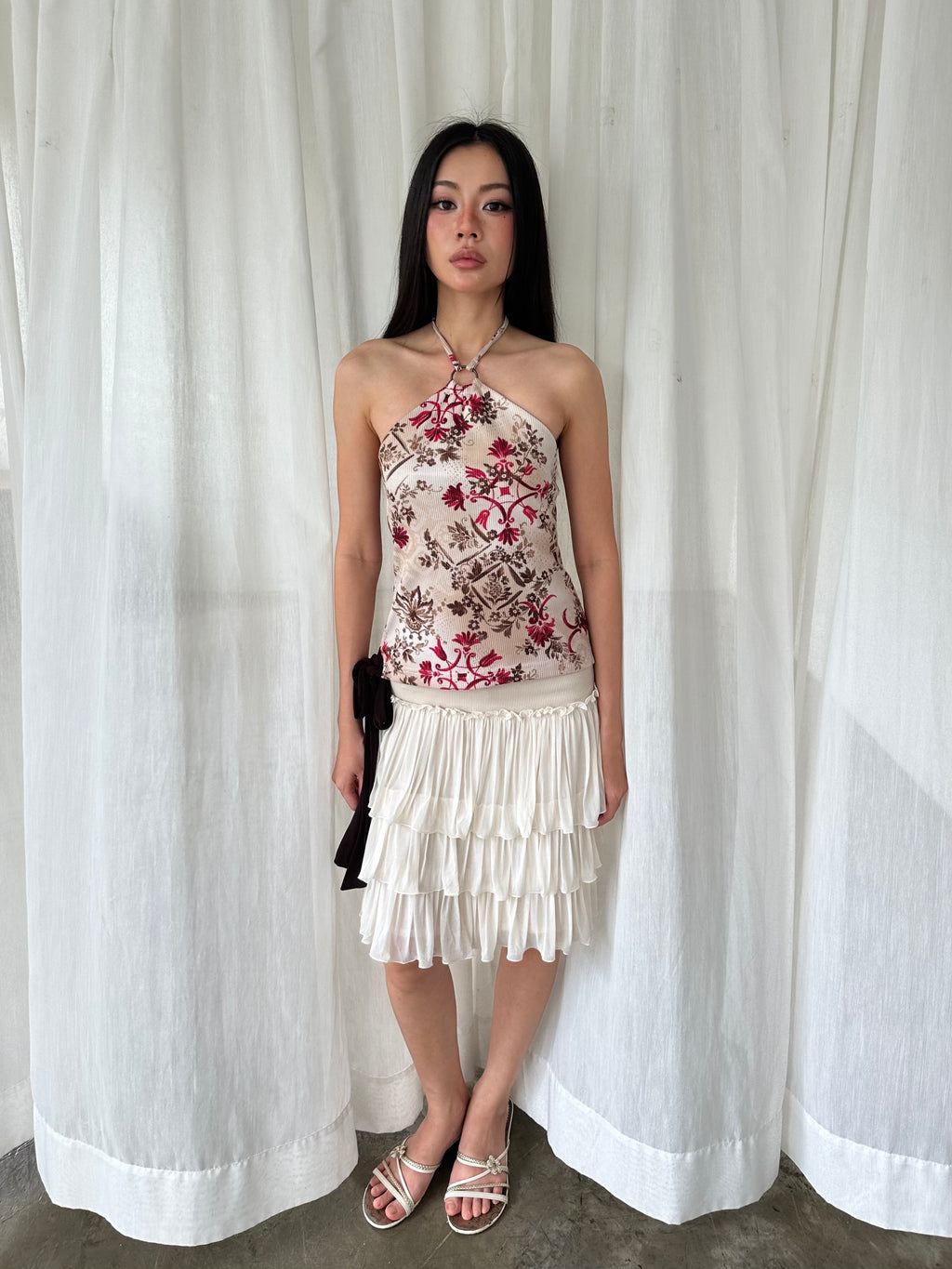 Floral ring halter top