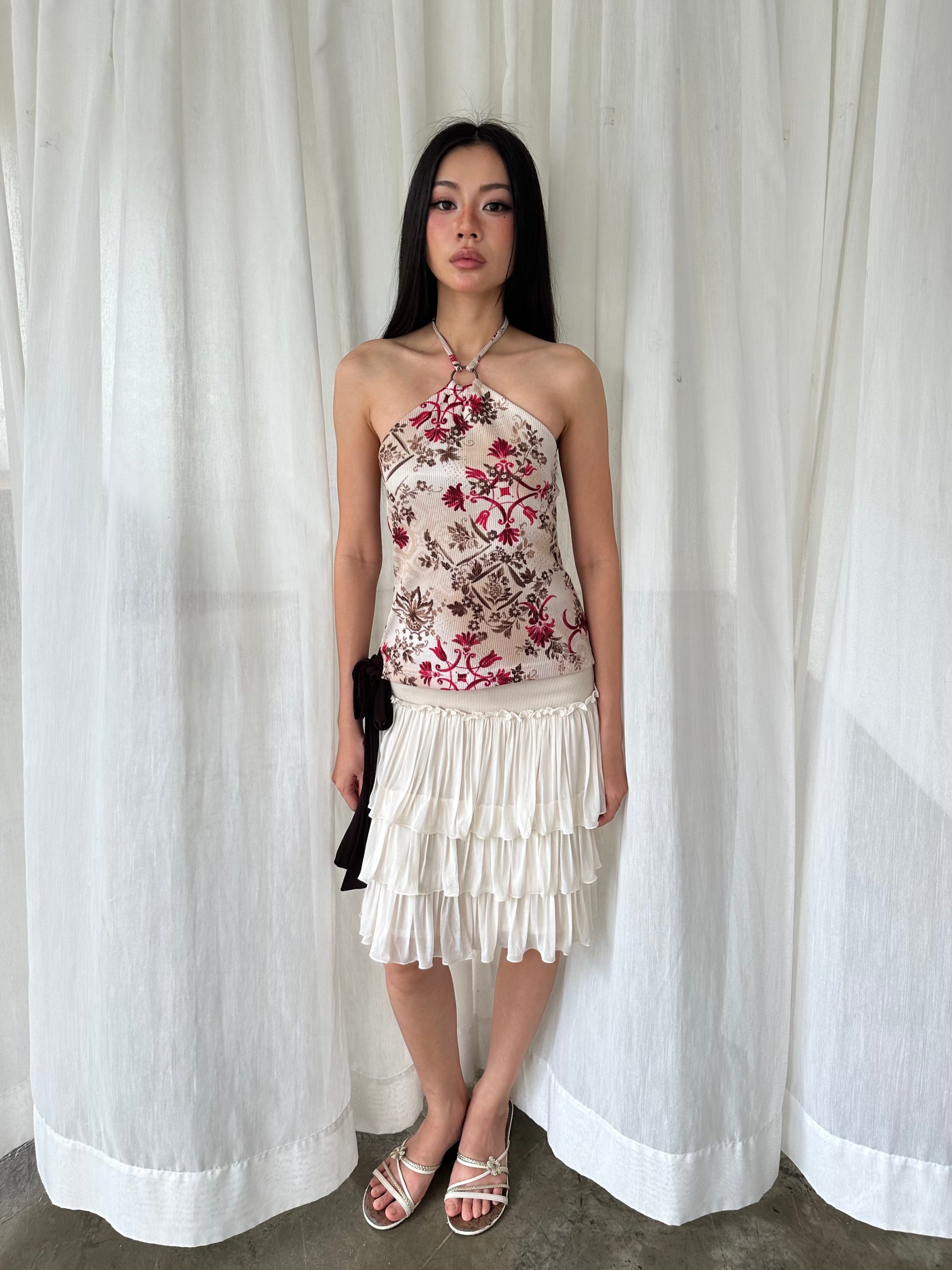 Floral ring halter top