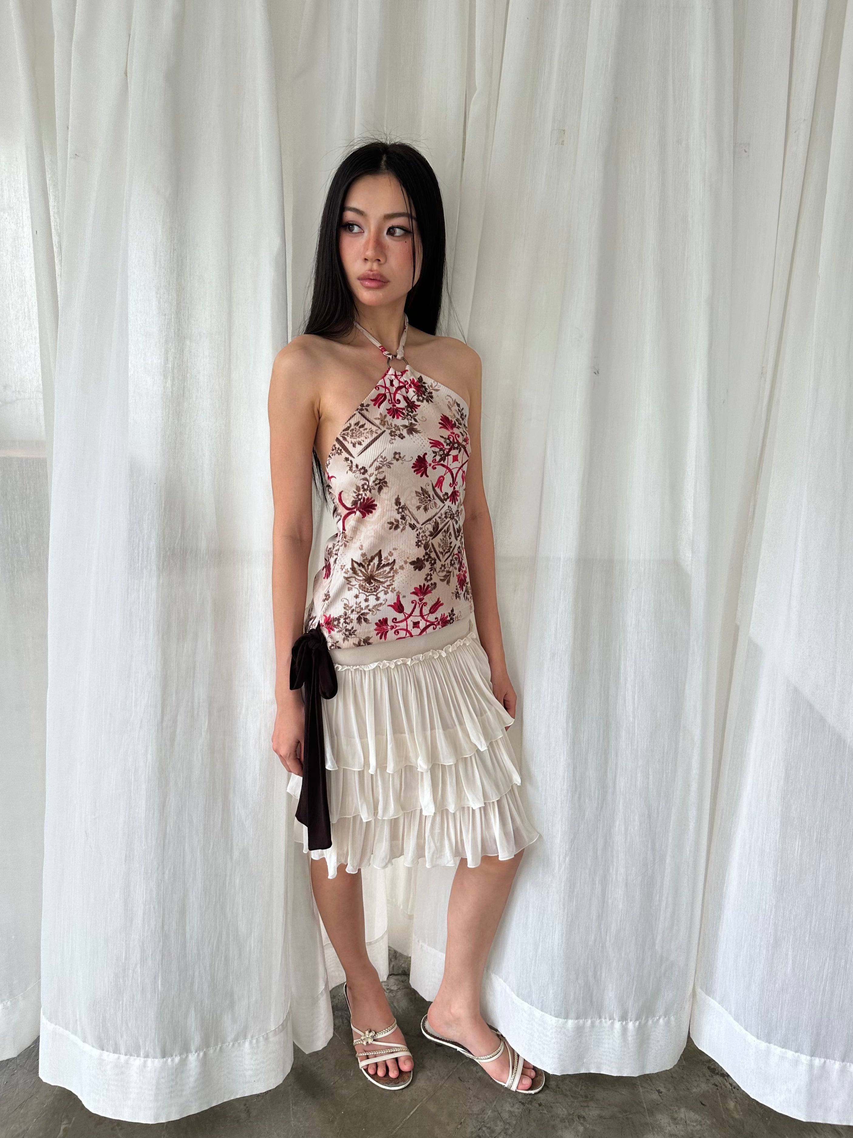 Floral ring halter top