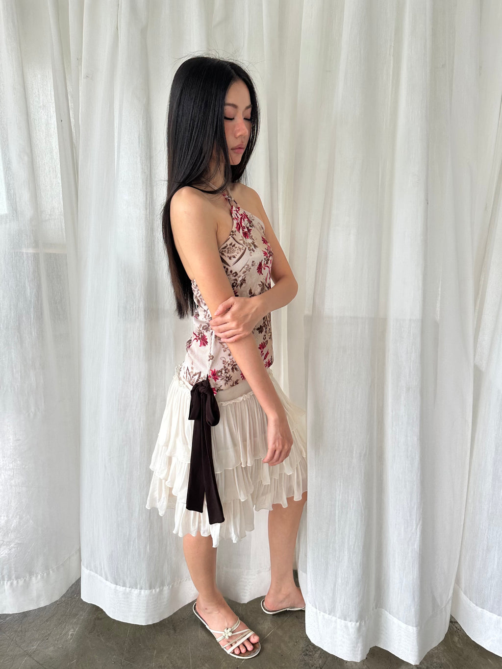 Floral ring halter top