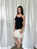 Black beaded ruffle camisole