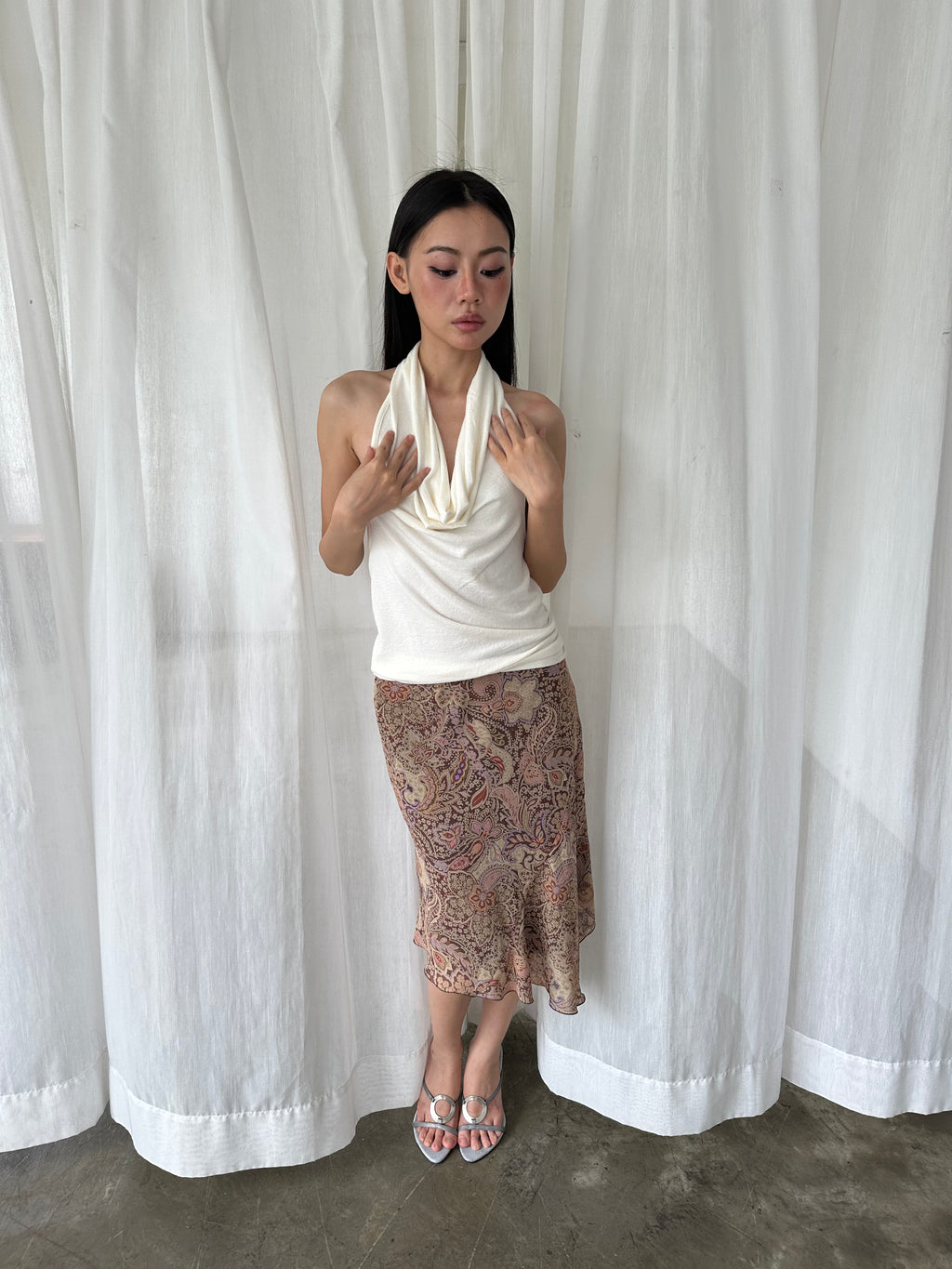Paisley midi skirt