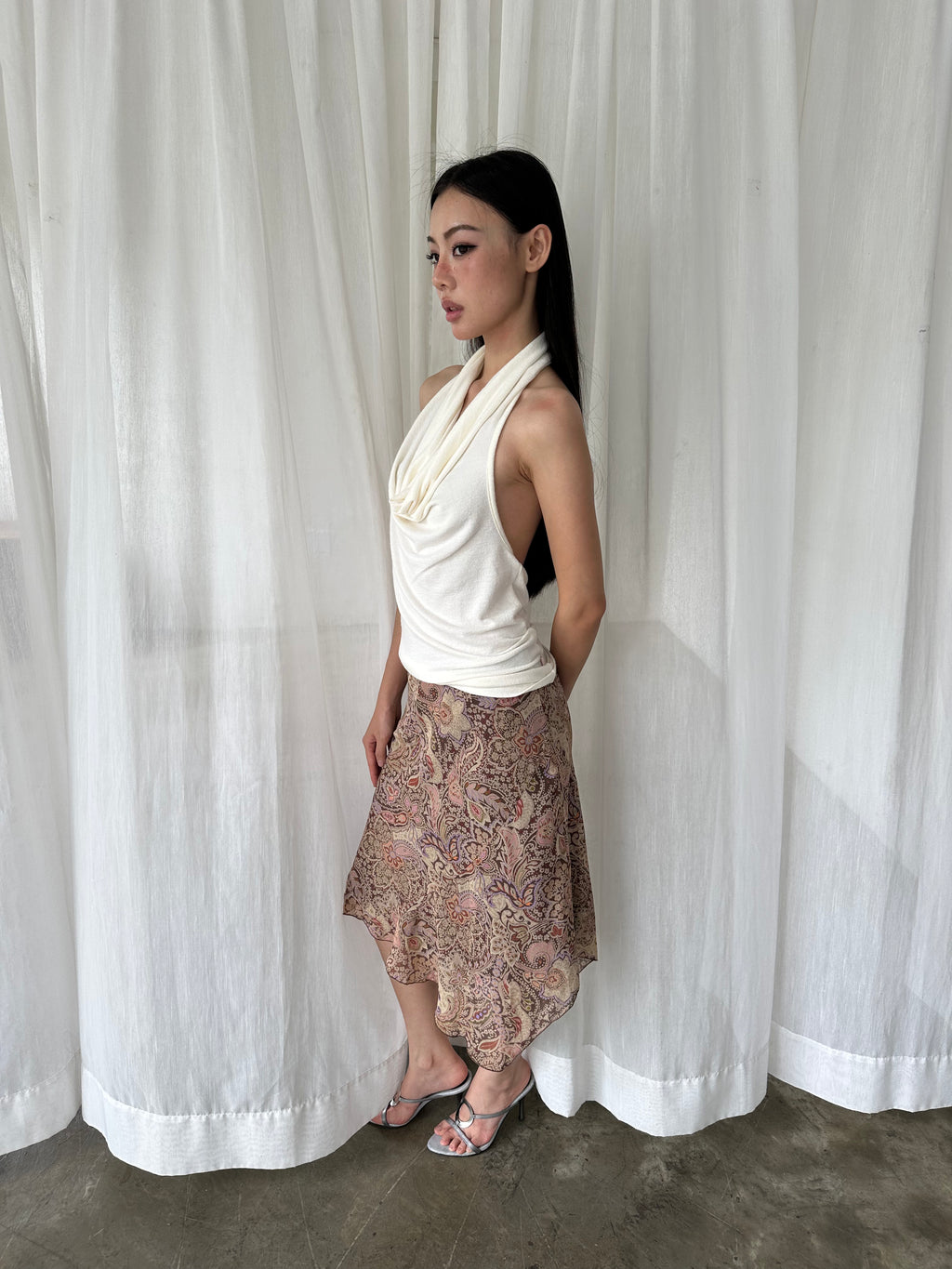 Paisley midi skirt