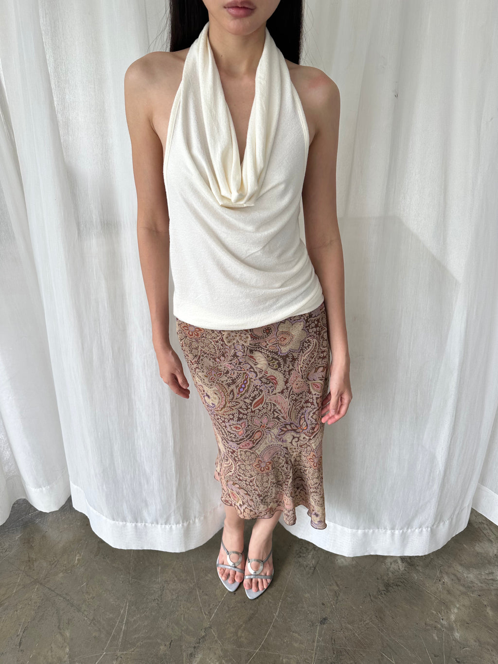 Paisley midi skirt