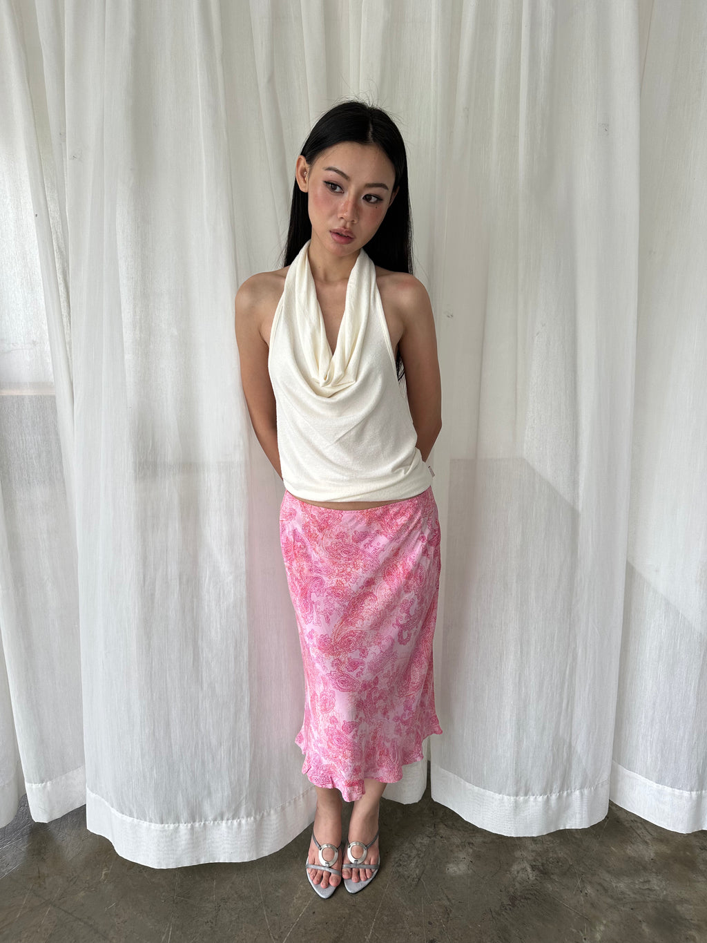 Pink paisley skirt