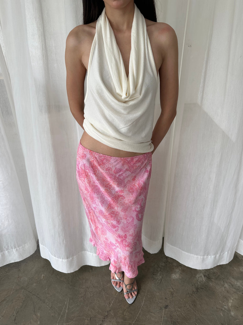 Pink paisley skirt