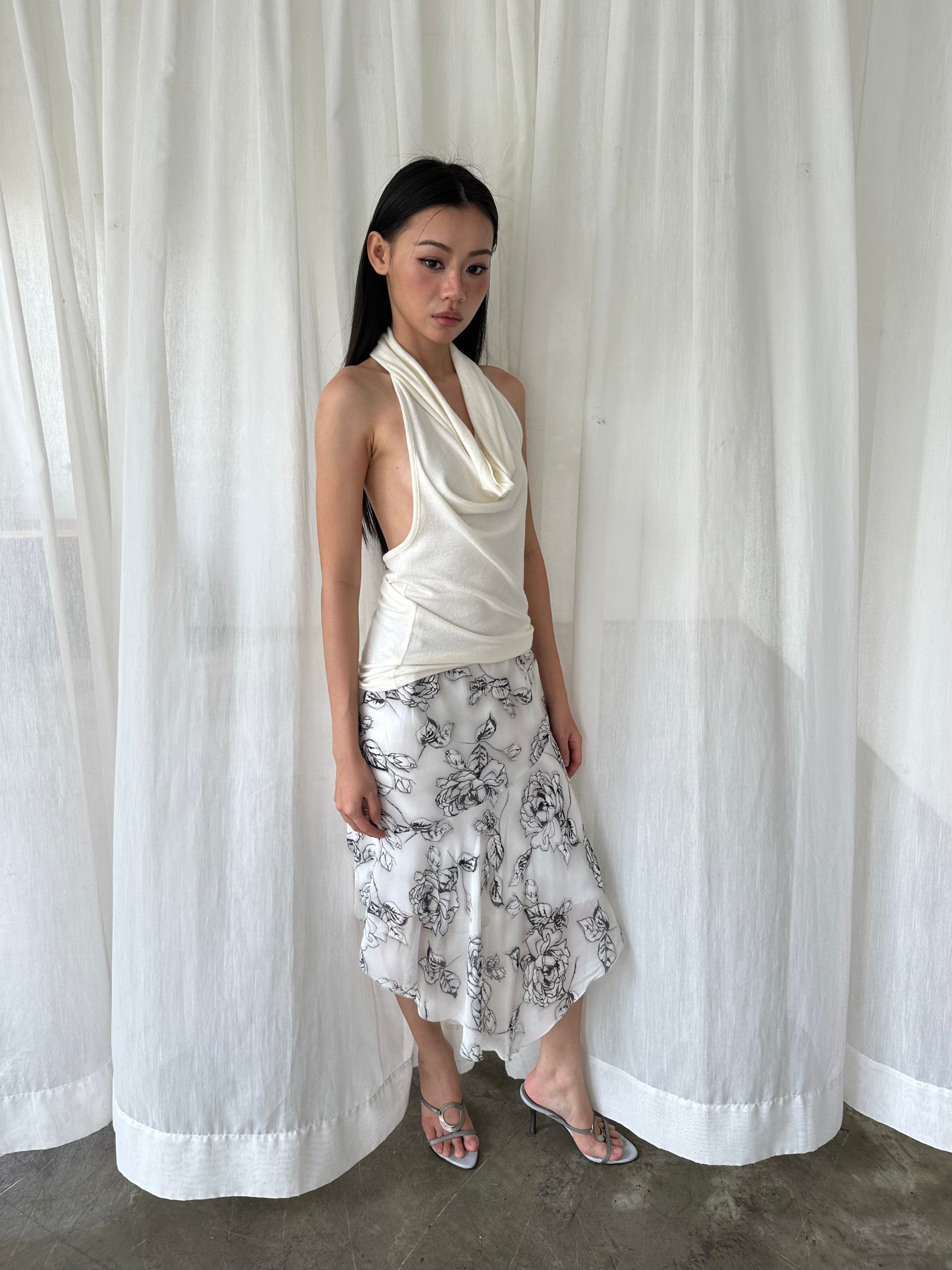 Monochrome floral skirt