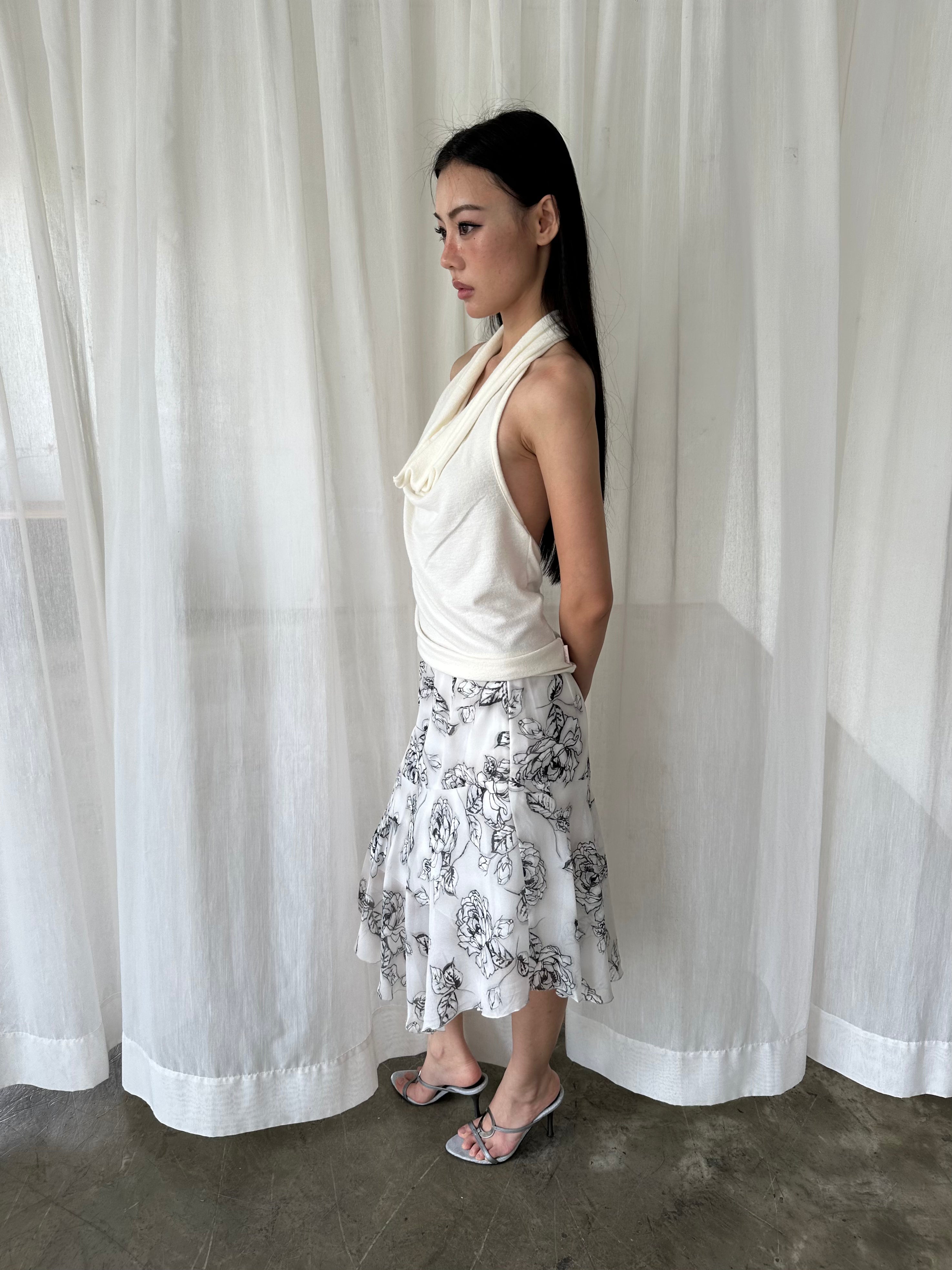 Monochrome floral skirt