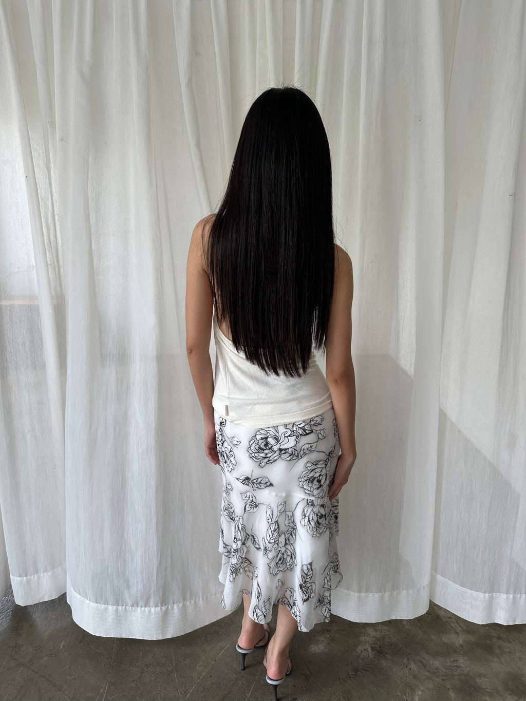 Monochrome floral skirt