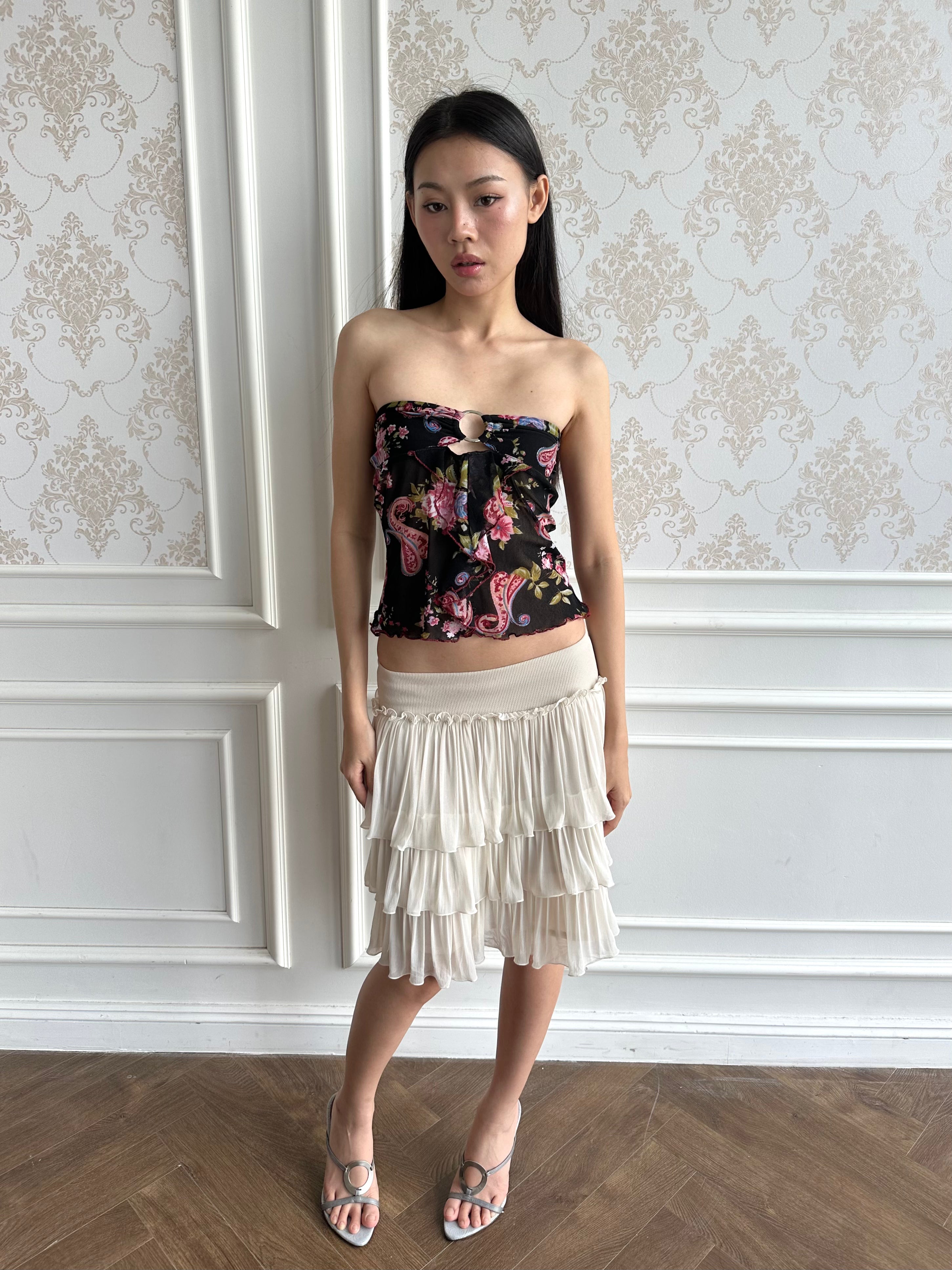 Floral ring tube top