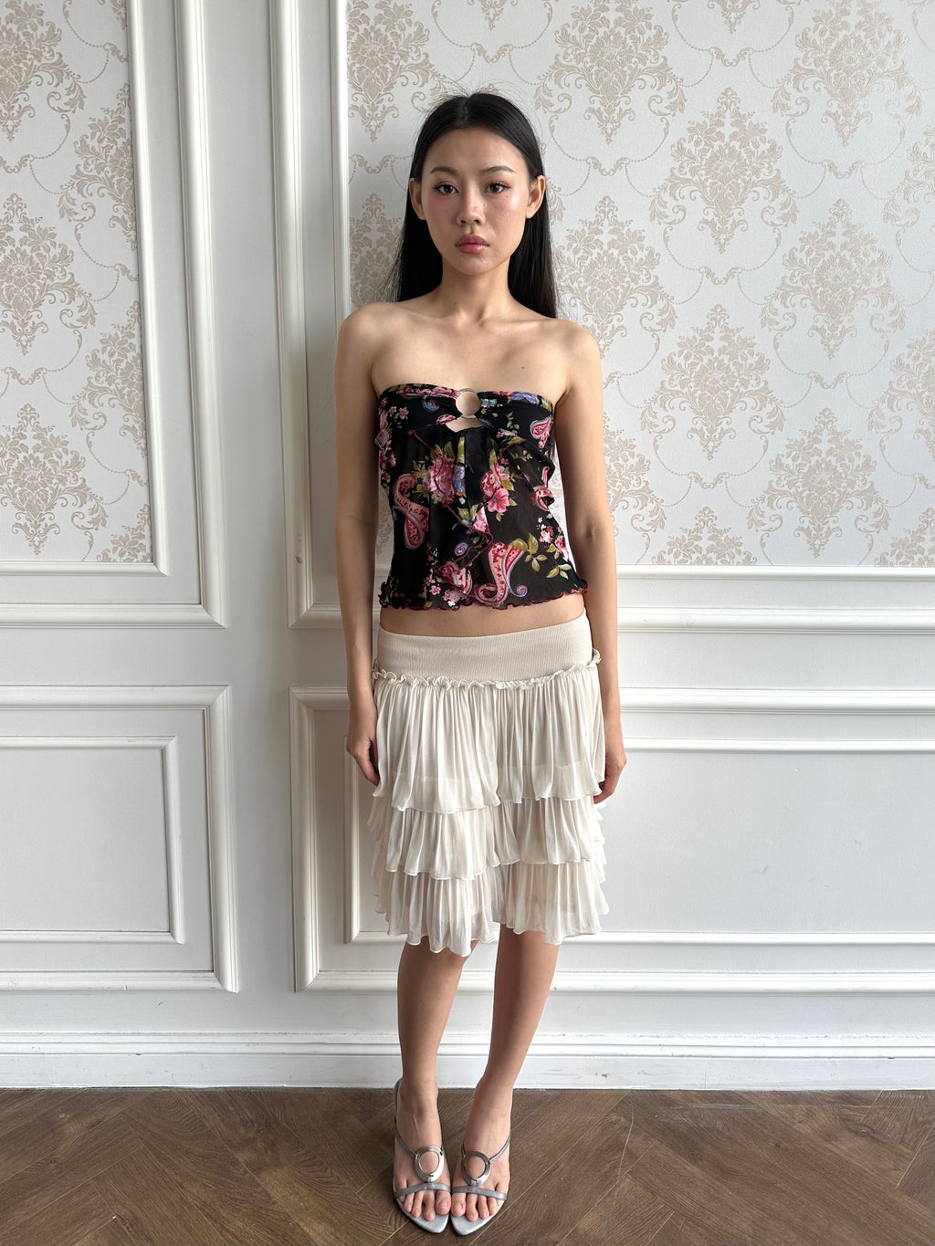Floral ring tube top