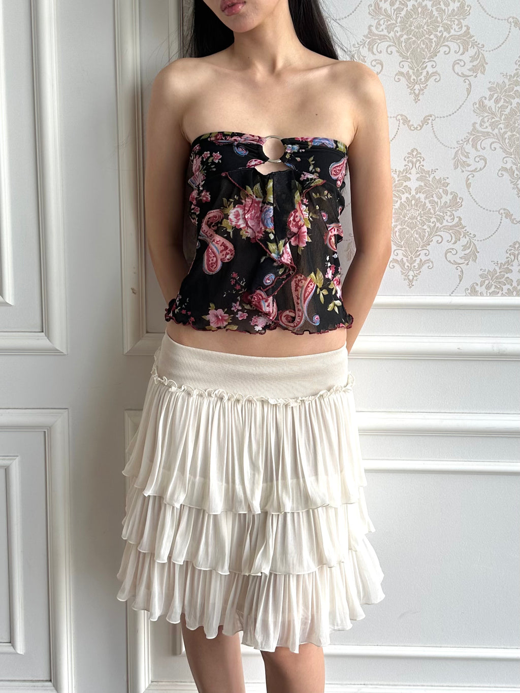 Floral ring tube top