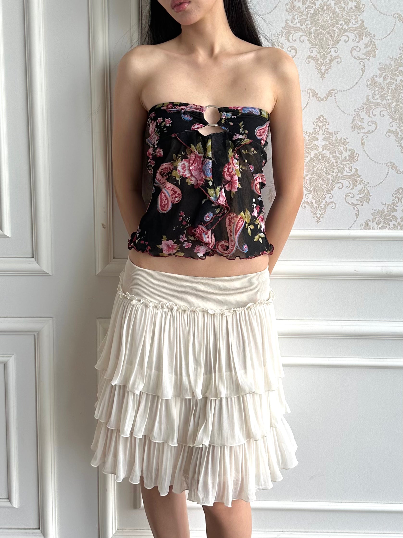 Floral ring tube top