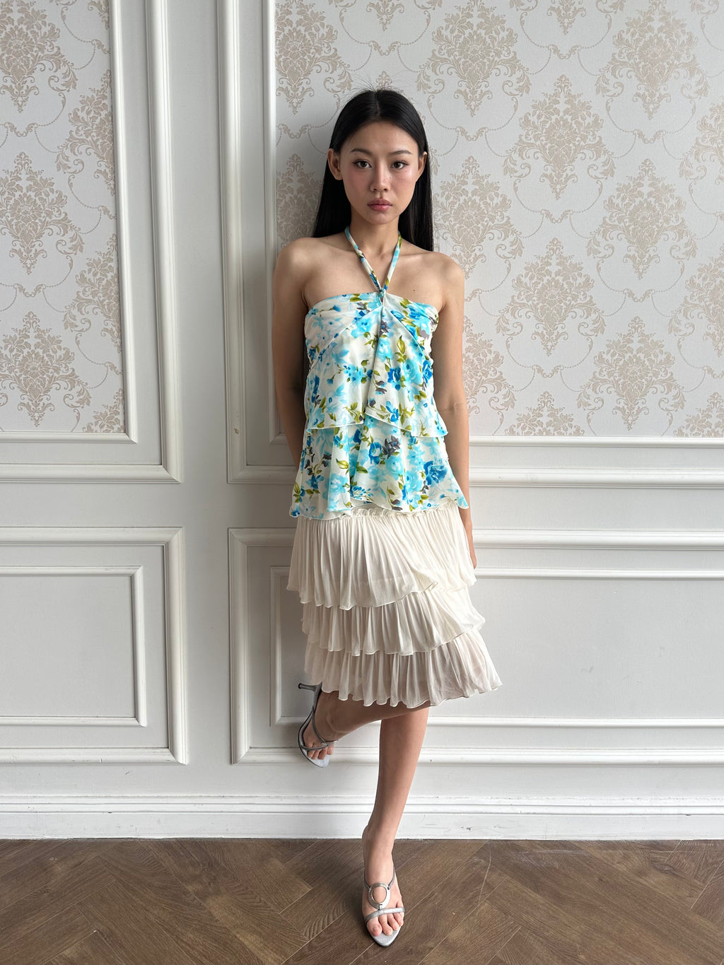Floral tiered tie top
