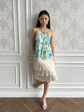 Floral tiered tie top