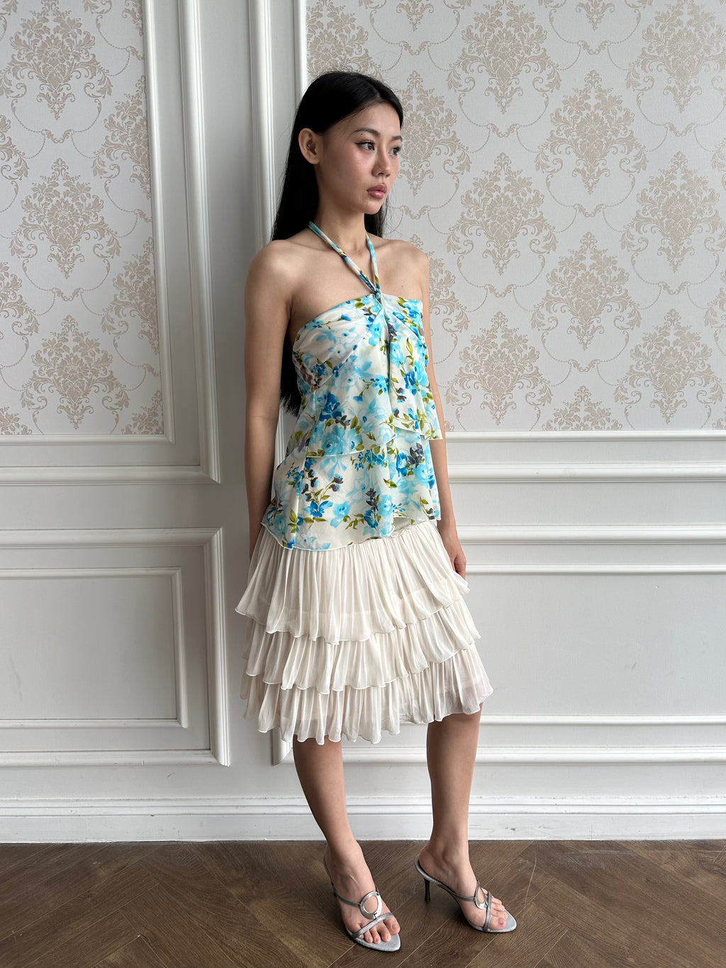 Floral tiered tie top
