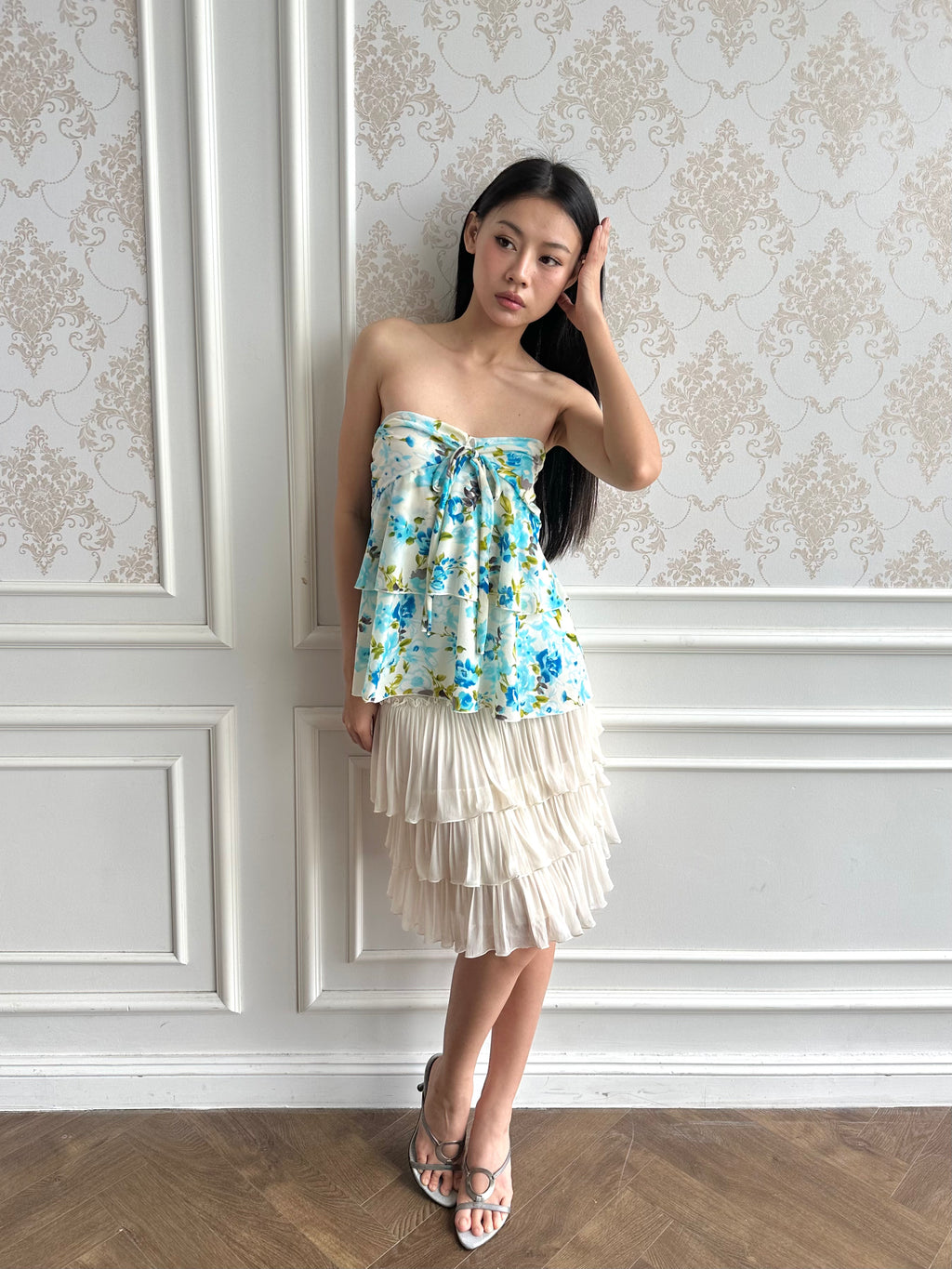 Floral tiered tie top