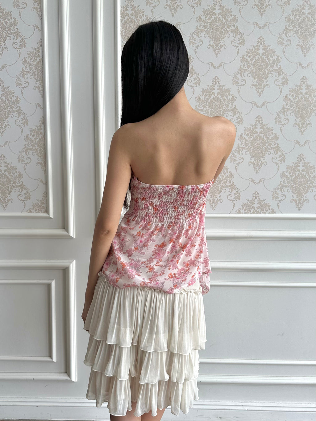 Pink floral halter top