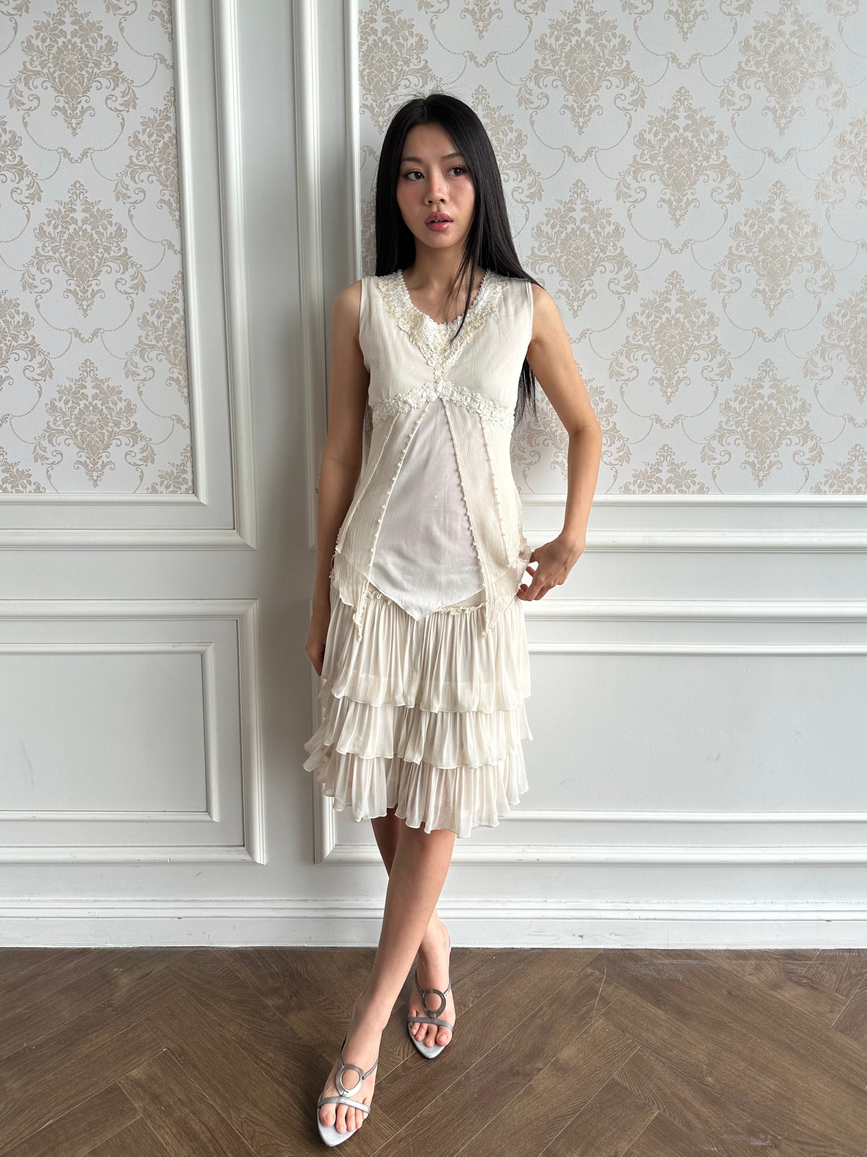 Beaded ivory top