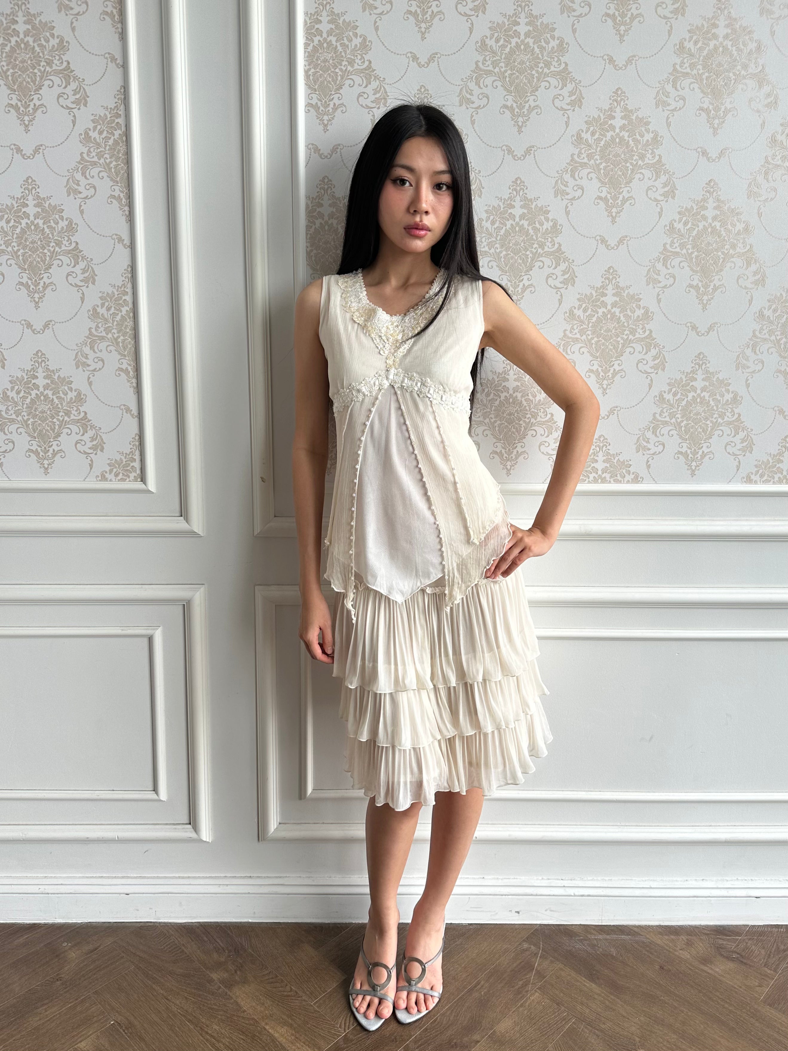 Beaded ivory top