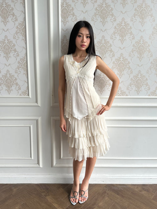 Beaded ivory top