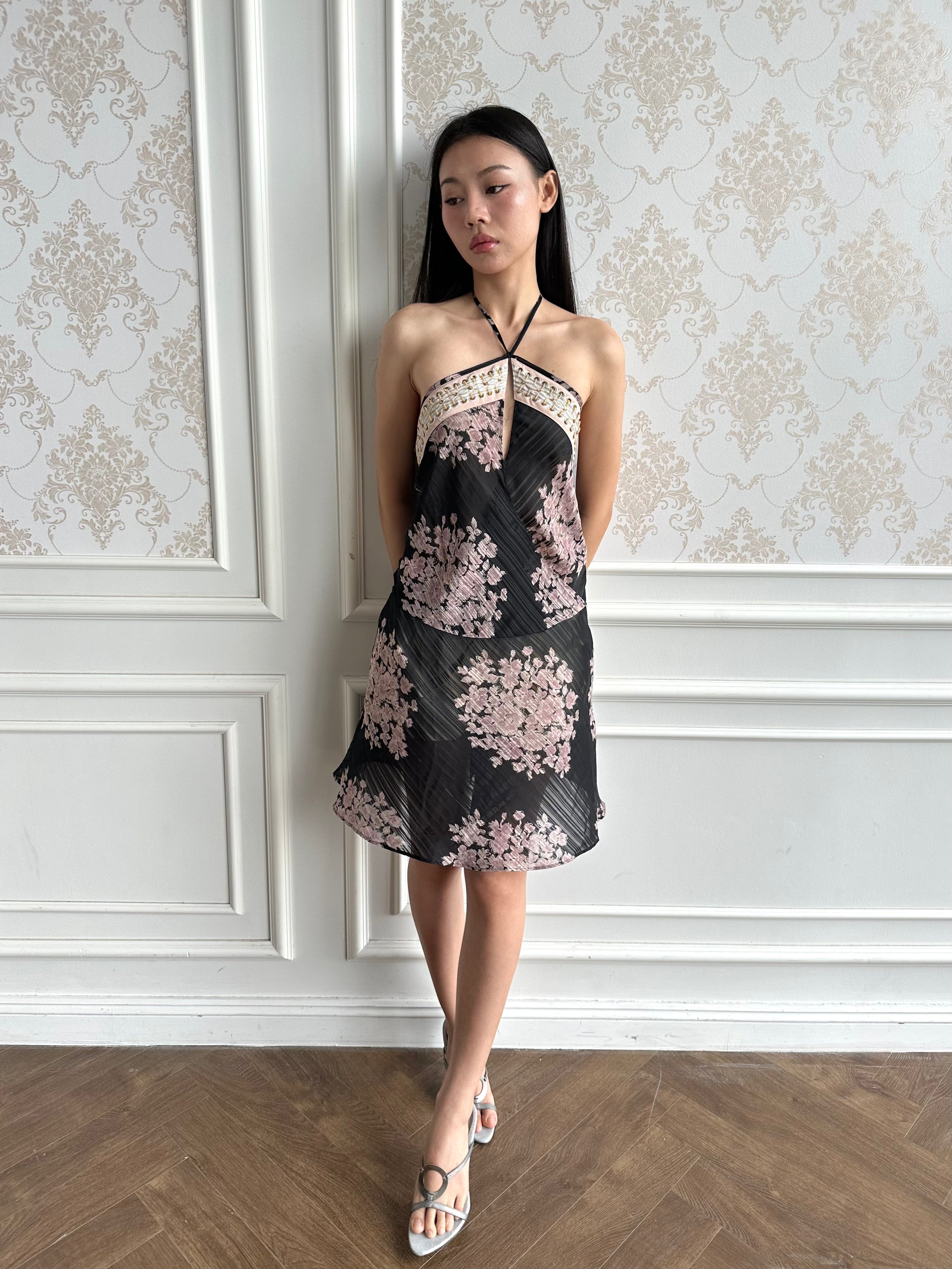 Sheer blossom midi dress