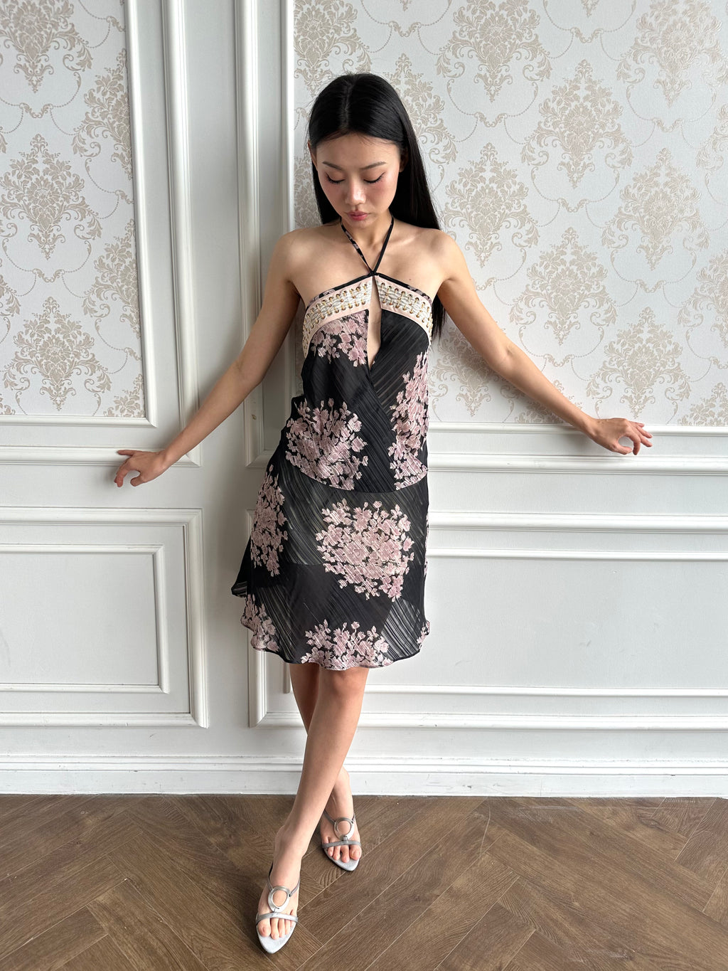 Sheer blossom midi dress