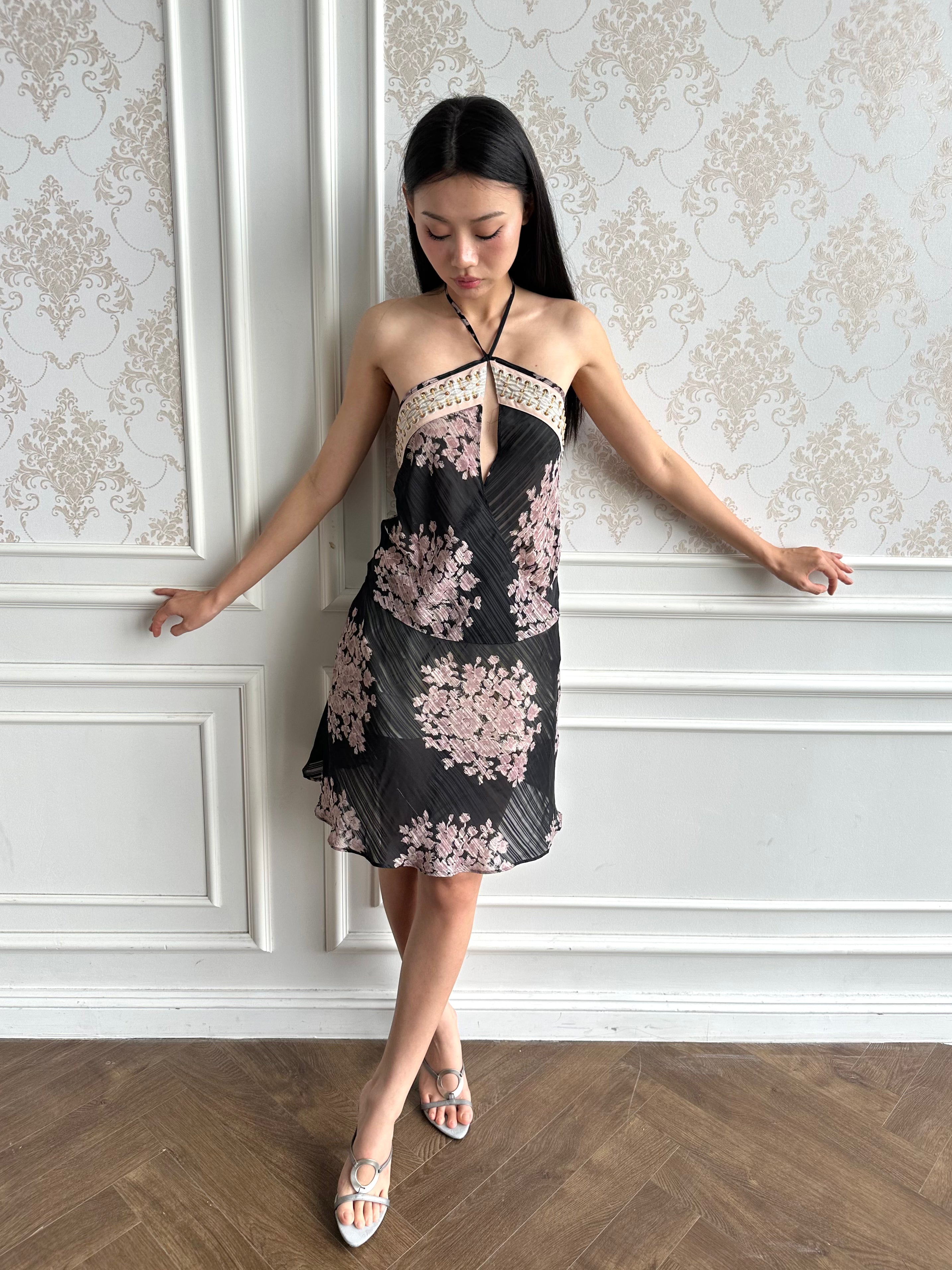 Sheer blossom midi dress