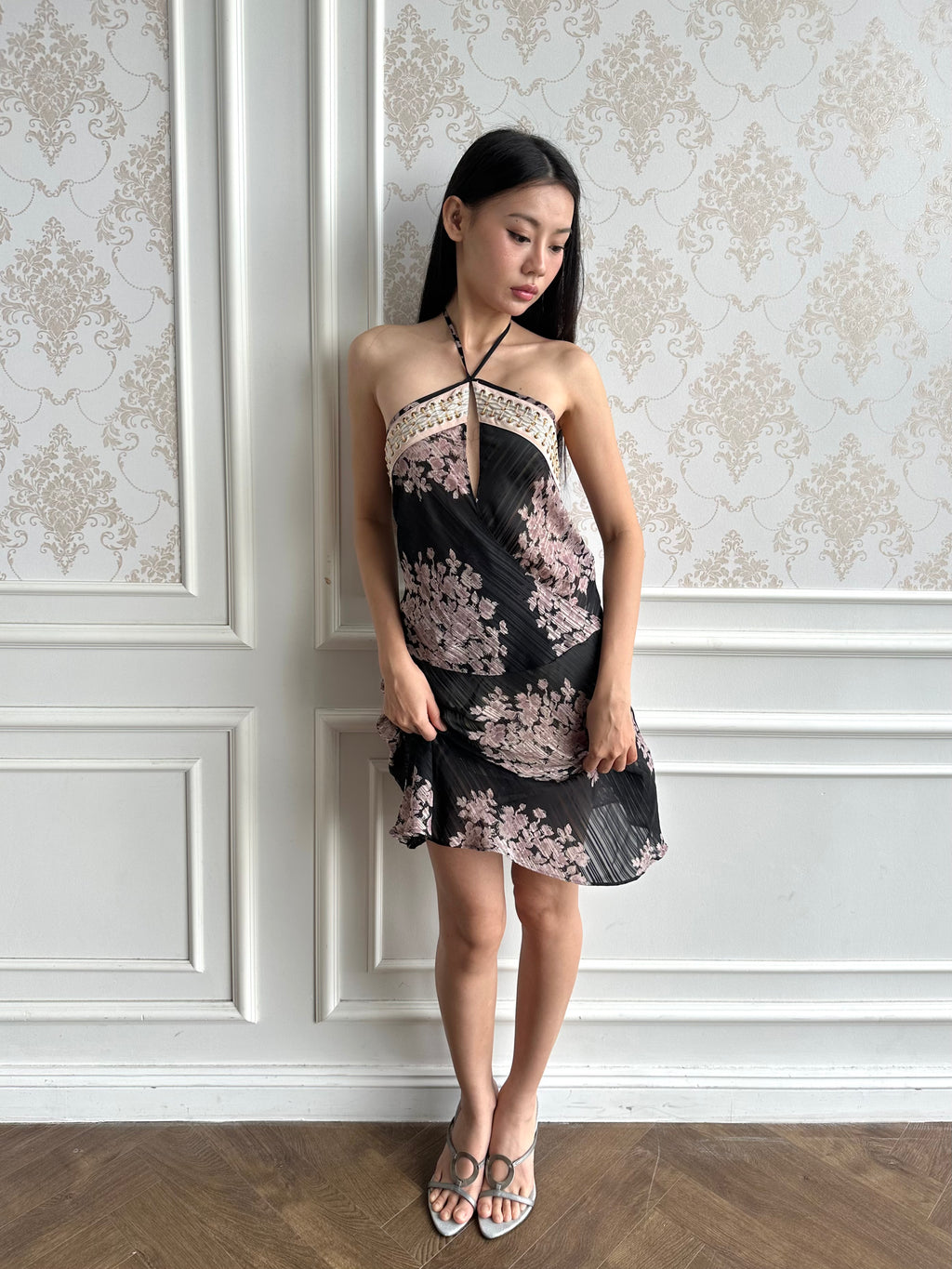Sheer blossom midi dress