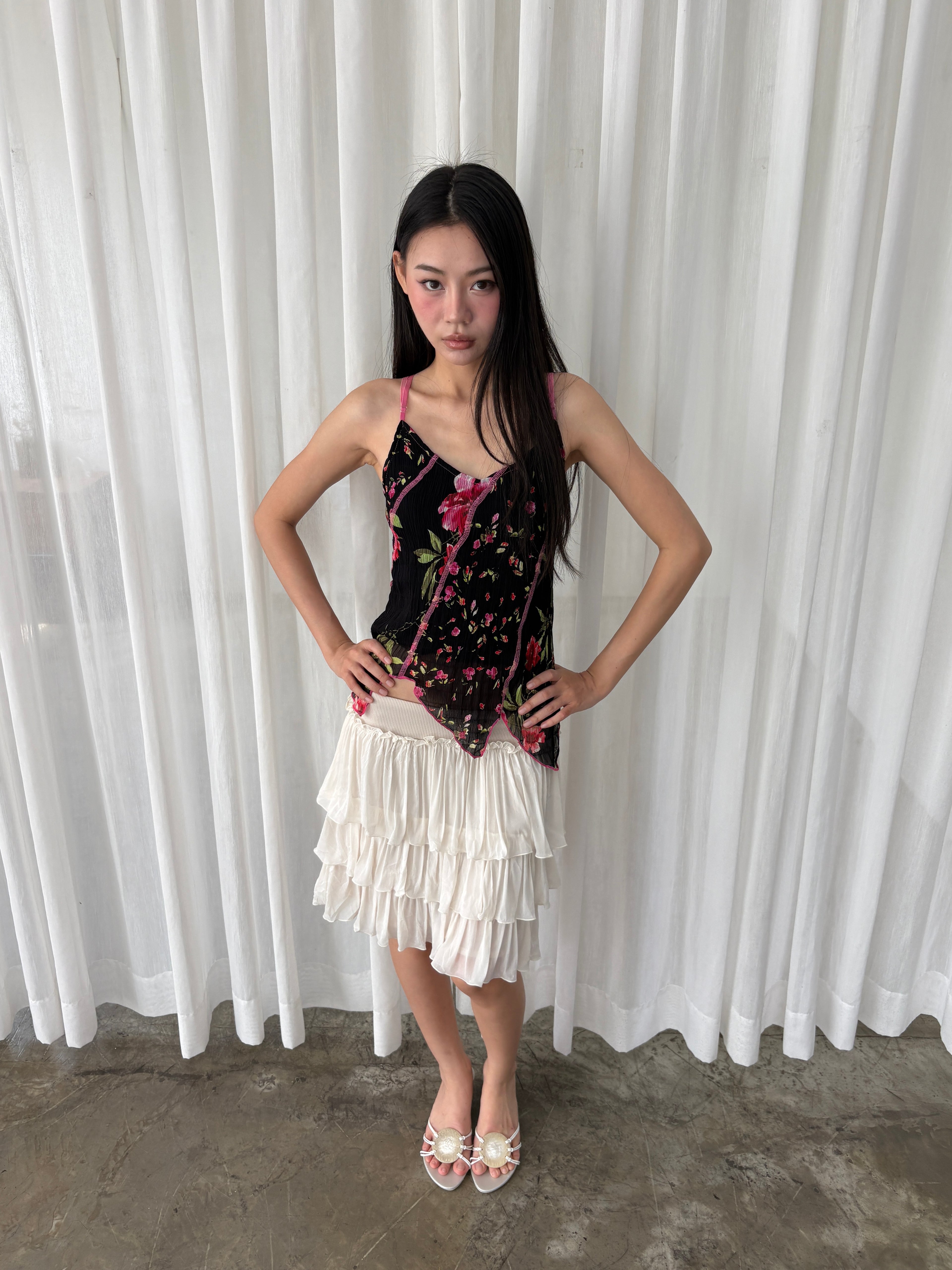 Floral asymmetrical camisole