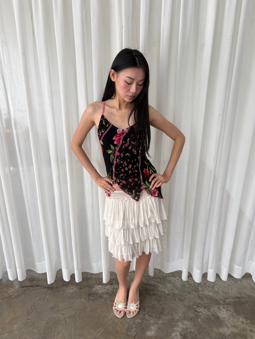 Floral asymmetrical camisole