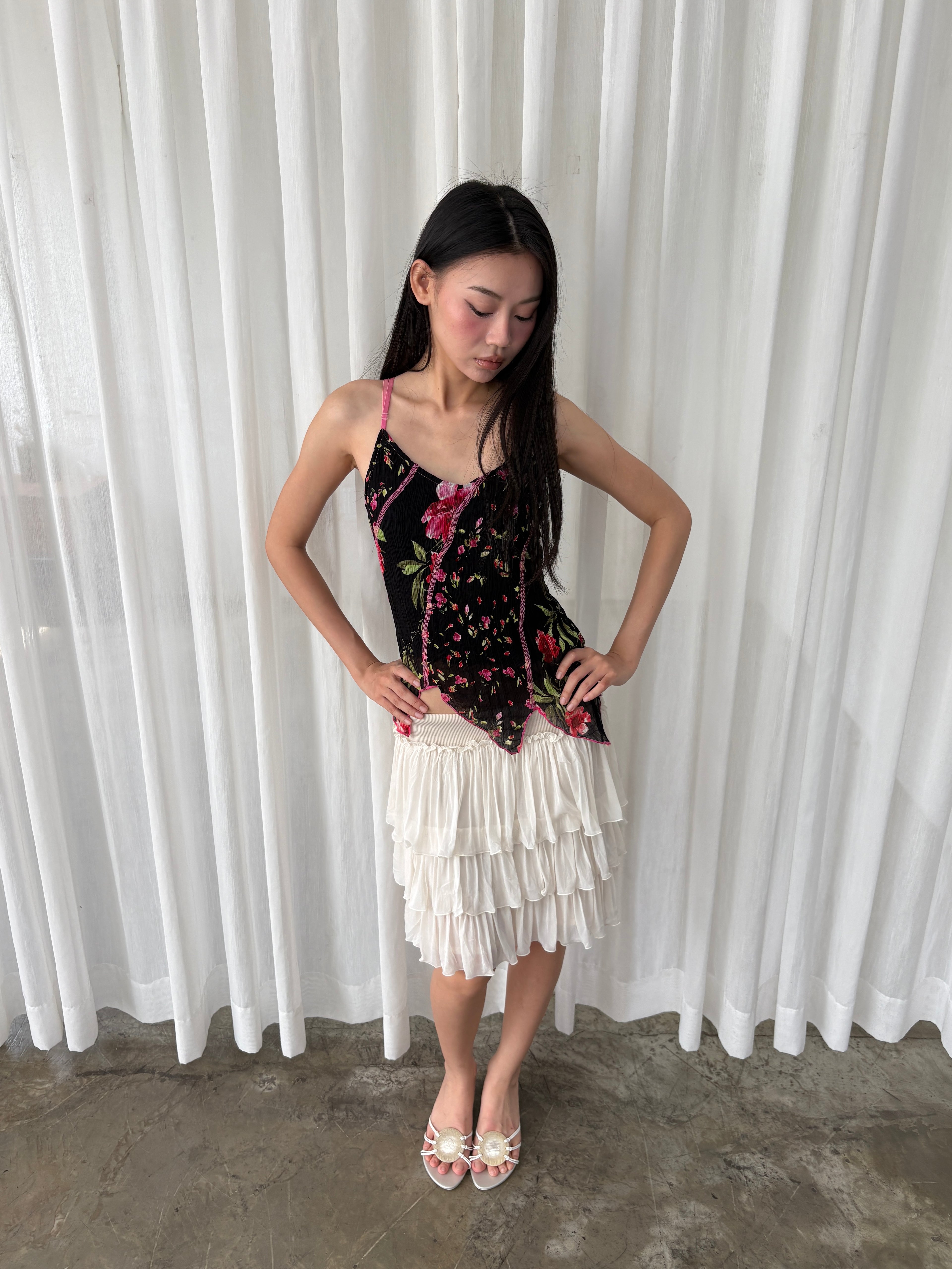 Floral asymmetrical camisole