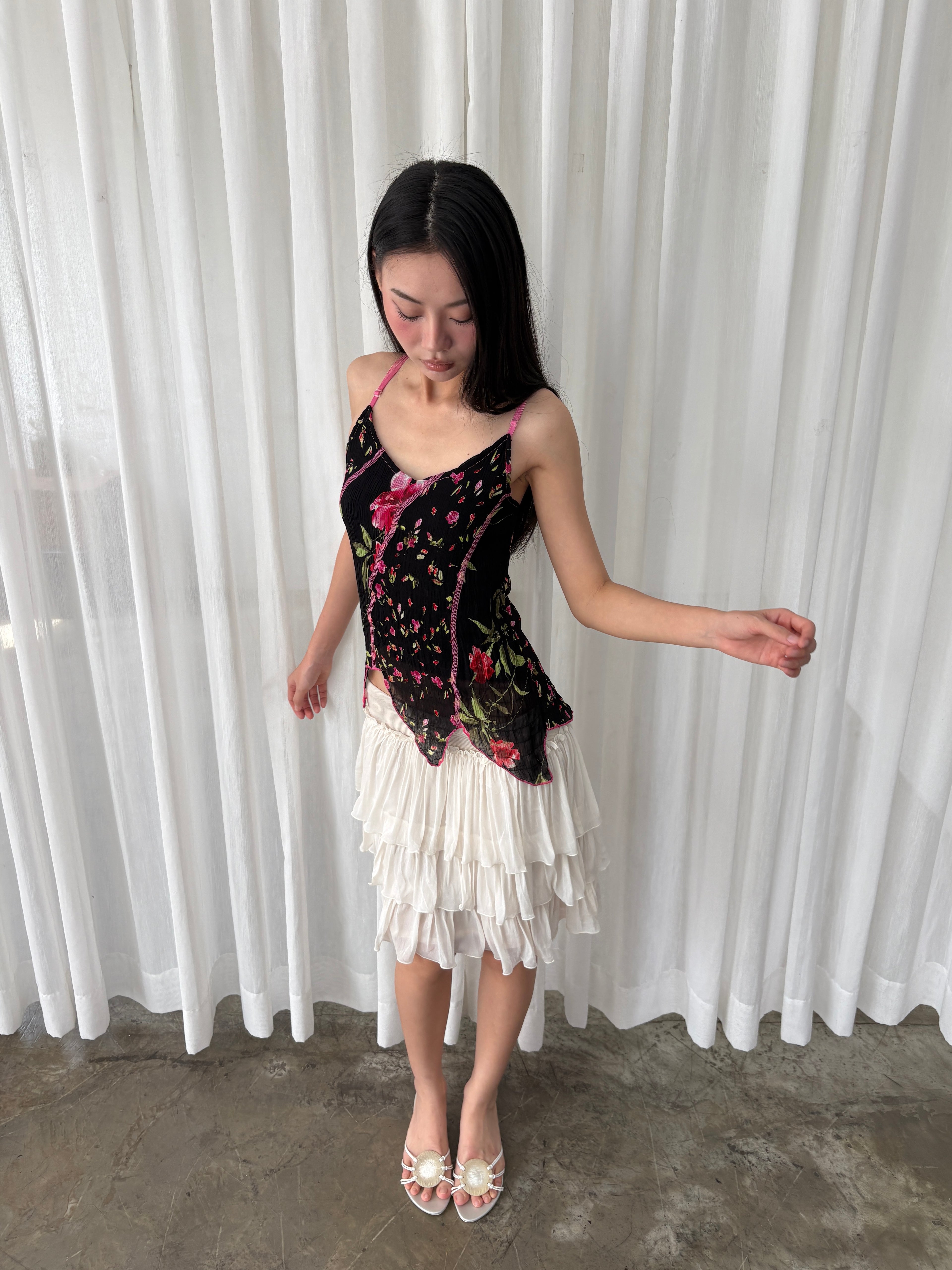 Floral asymmetrical camisole