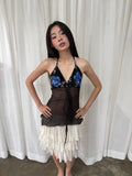 Sheer lace floral halter top