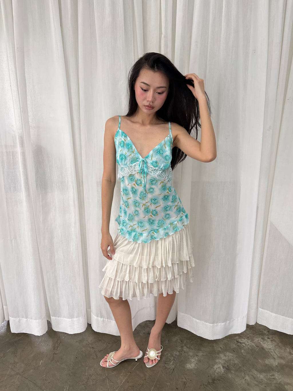 Floral blue camisole