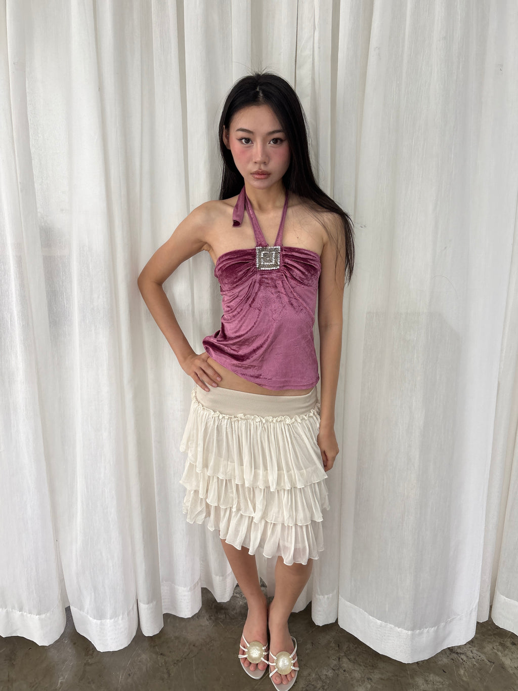 Velour halter top