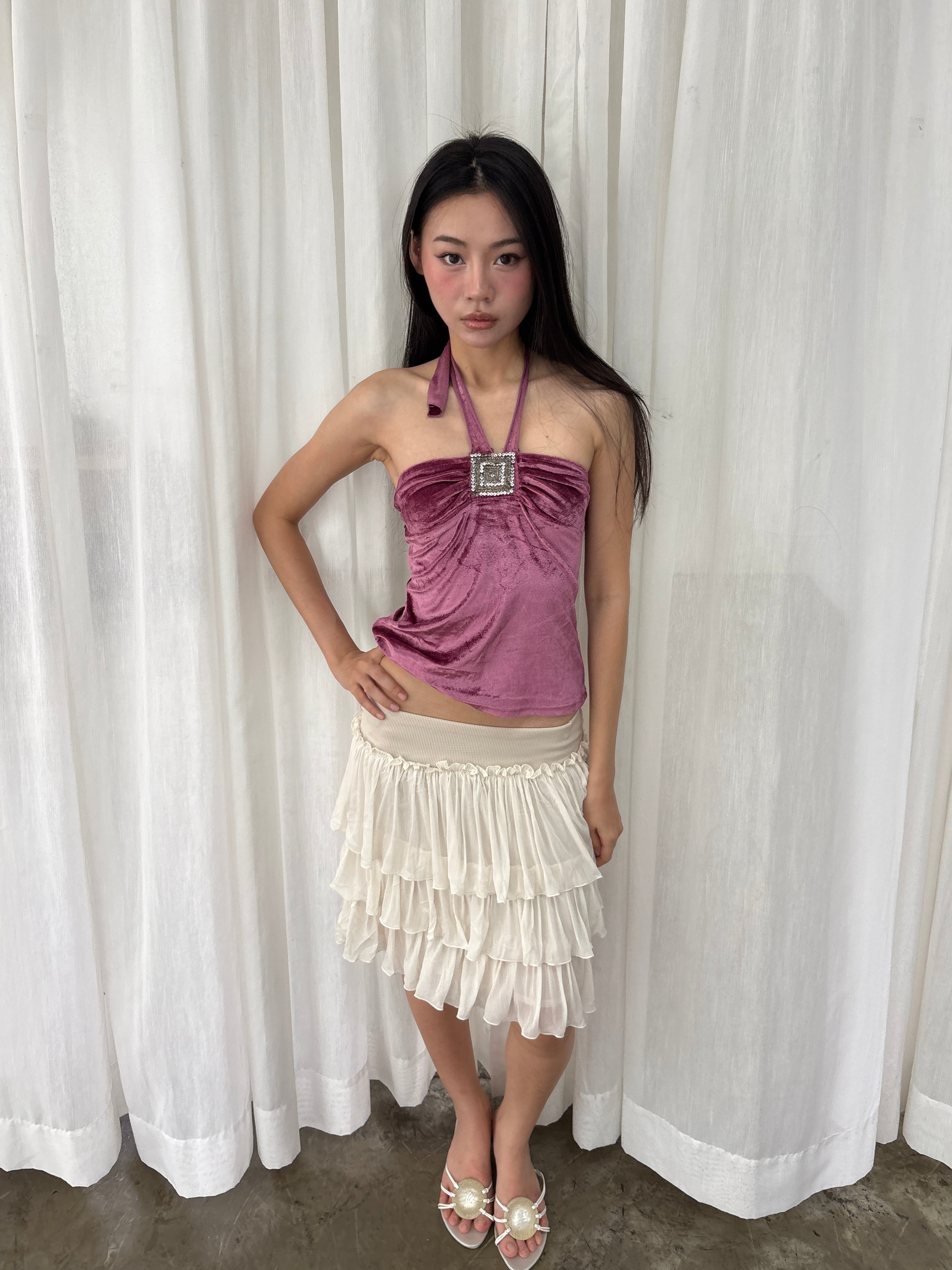 Velour halter top