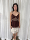 Brown beaded chiffon camisole