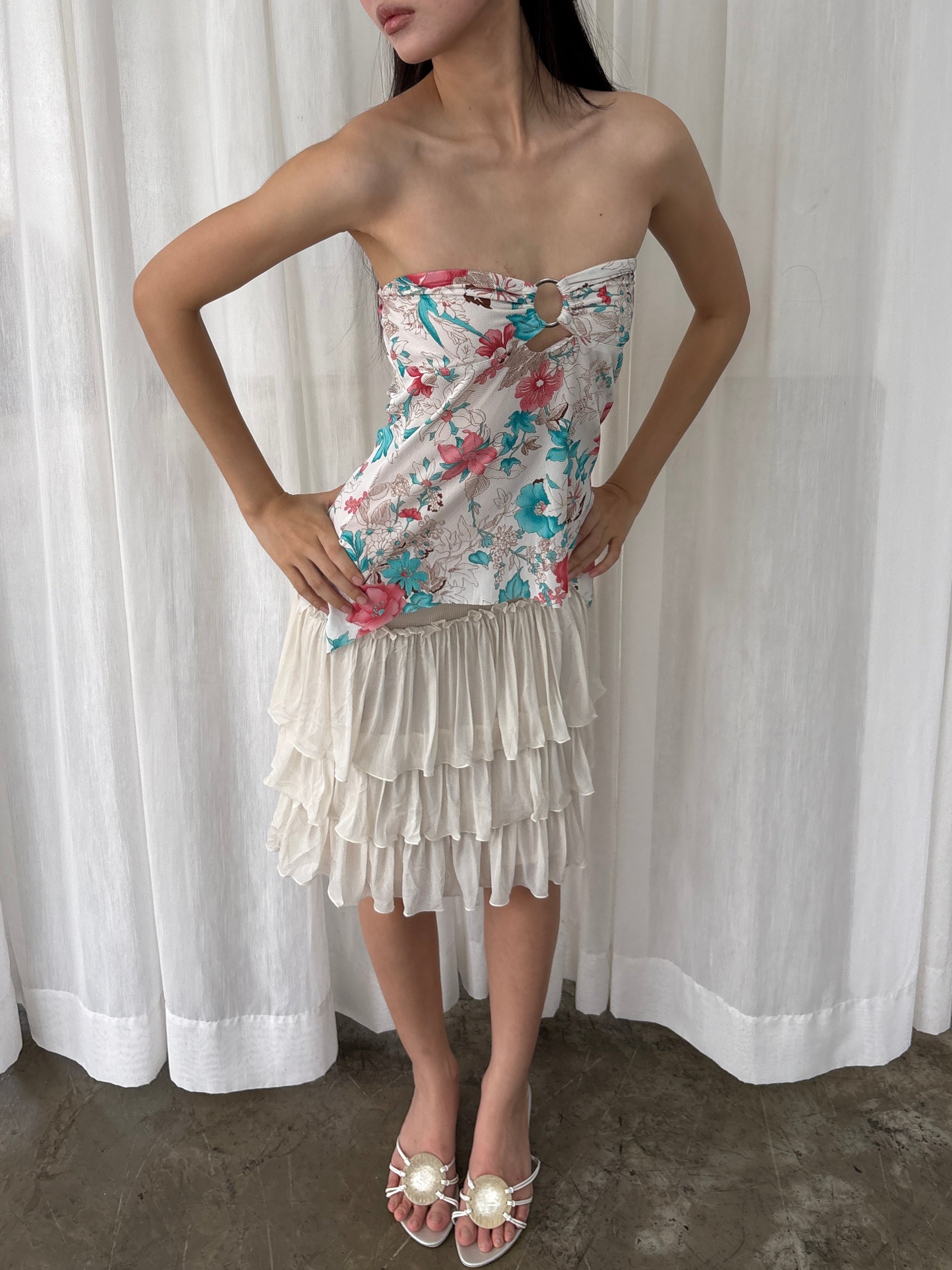 Floral ring detail tube top