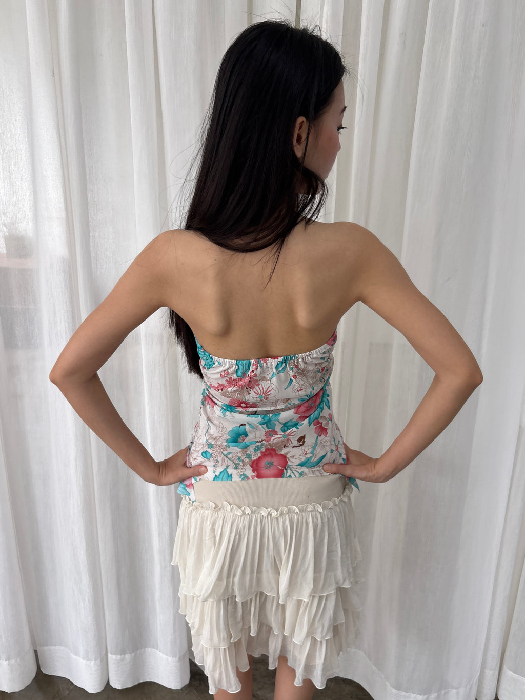 Floral ring detail tube top