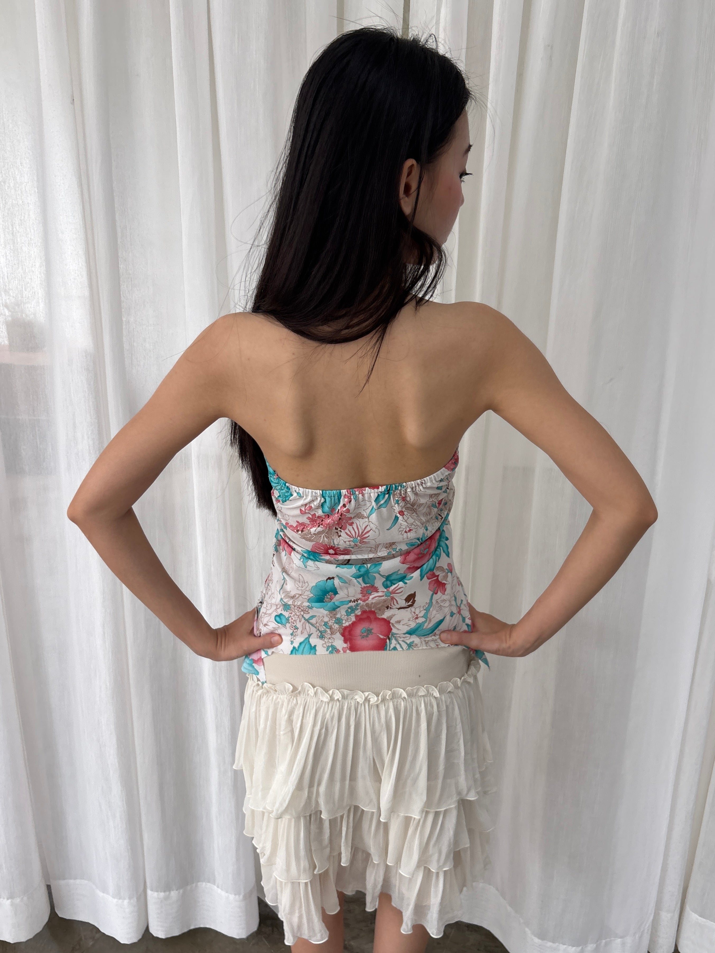 Floral ring detail tube top