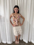 Rose print lace ruffle top
