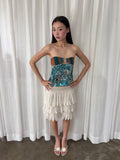 Printed strapless ring tube top