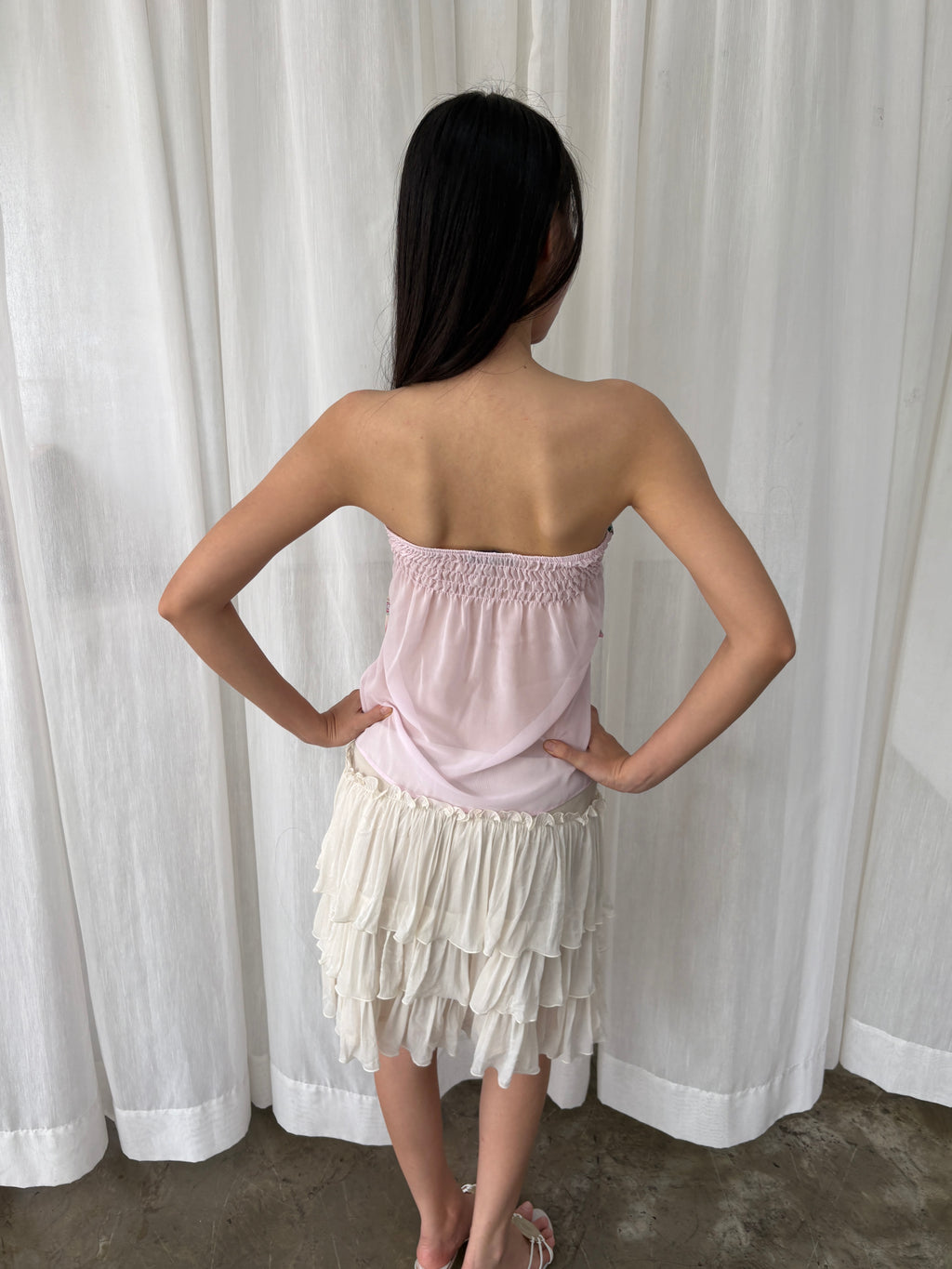 Paisley layered chiffon tube top