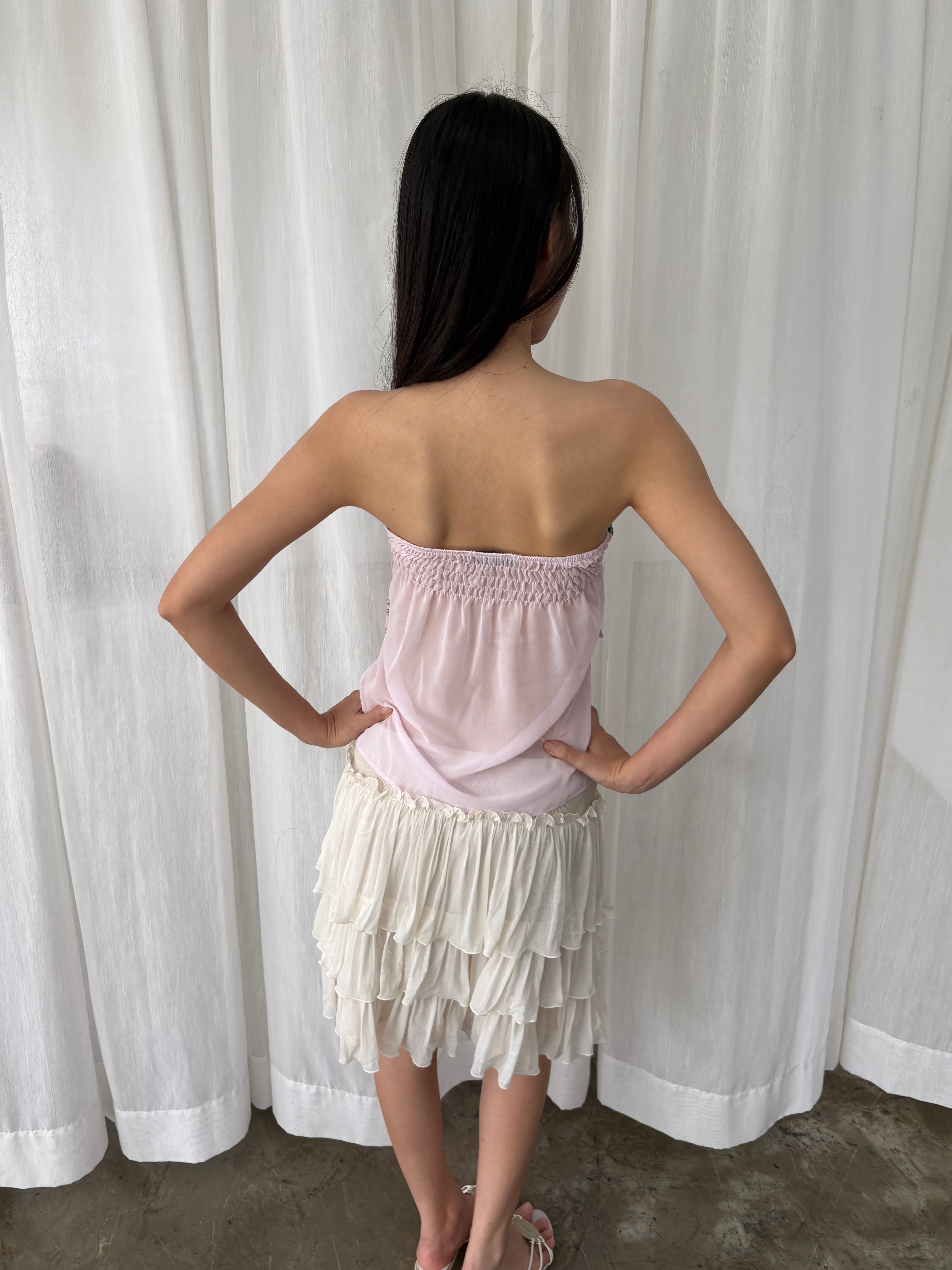 Paisley layered chiffon tube top